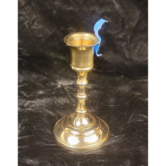 Vintage Mid-1900s Solid Brass Candlestick - Picture 3 of 13
